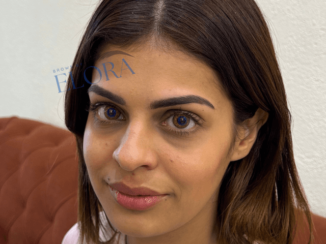 Close-up of Phi Nano Brows treatment for precise, natural-looking eyebrows